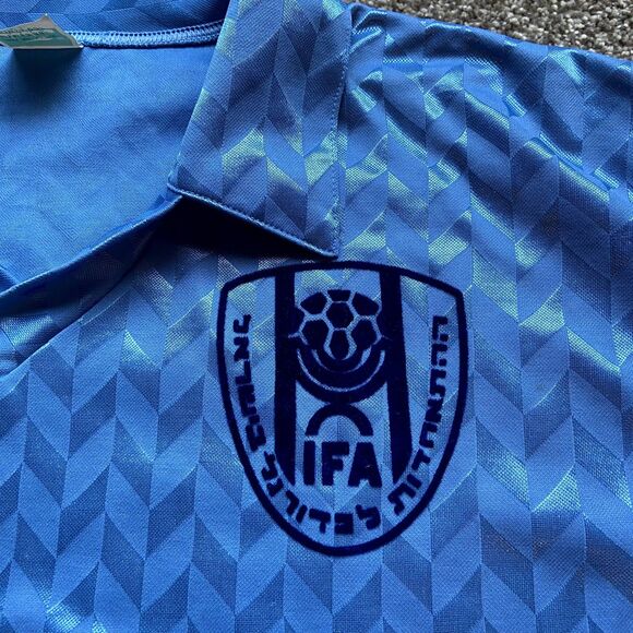 RARE VINTAGE 90S IFA DIADORA ISRAEL SOCCER JERSEY #10 BLUE COLLARED SIZE XL - Picture 6 of 10